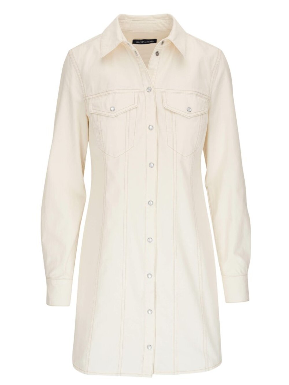 Veronica Beard Tami Dress Ecru Western Shirt Dress Snaps Cotton Size 6 New Tags